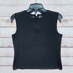 Ming Wang PS Sleeveless Black Knit Tank Top with Zipper Modern Chic